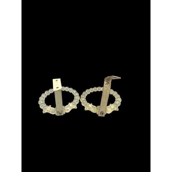 Art Deco Lucite Curtain Tiebacks Beaded Floral Design & Metal Mounting Brackets* - Picture 10 of 16